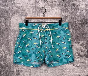 Parke & Ronen Swim Trunks 32 Mens Fish Print Lined Tie Front 4" Swim